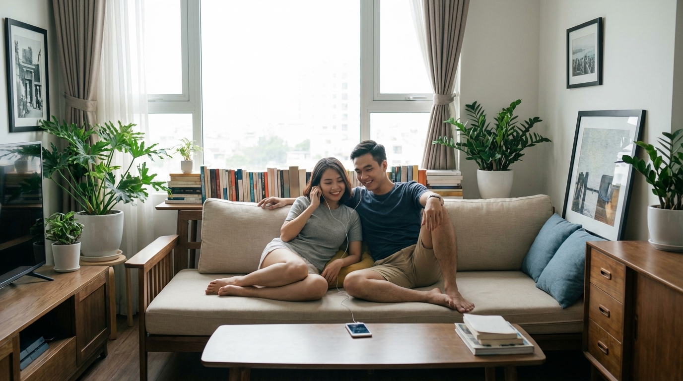 Nghe truyện một mình khác gì nghe cùng người khác? 2 Hai người trẻ Việt Nam cùng nghe truyện audio trong không gian quen thuộc