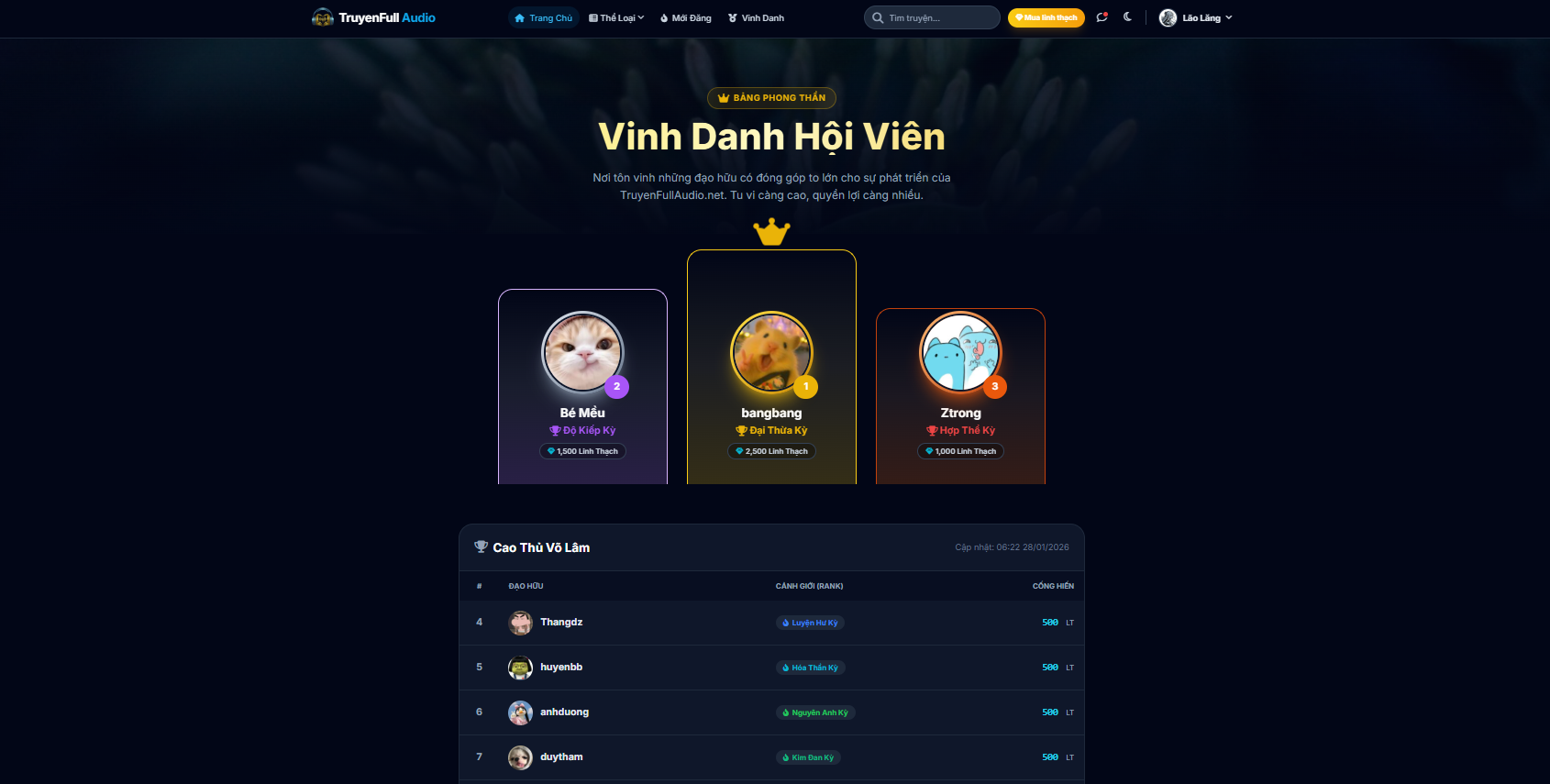Hướng Dẫn Nghe Truyện Tại TruyenFullAudio.net 9 Trang Vinh Danh Hội Viên