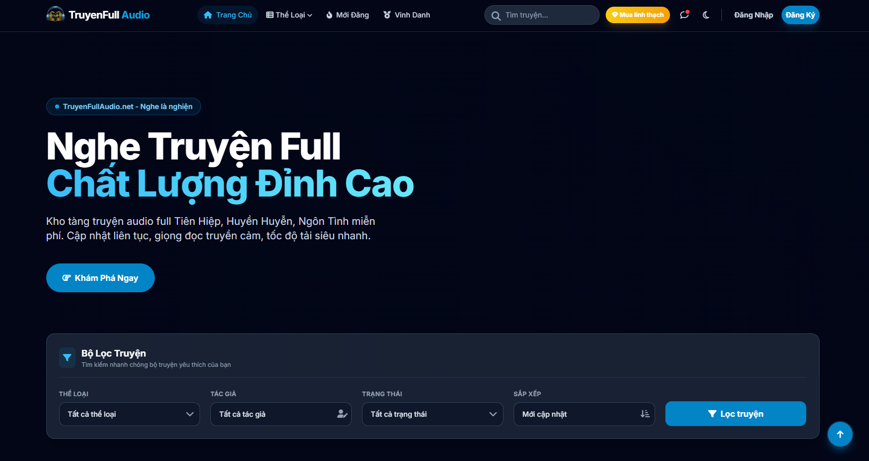 Hướng Dẫn Nghe Truyện Tại TruyenFullAudio.net 1 TruyenFullAudio.Net homepage