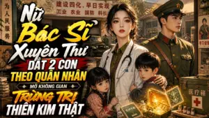 NỮ BÁC SĨ XUYÊN THƯ DẮT 2 CON THEO CHỒNG QUÂN NHÂN MỞ KHÔNG GIAN TRỪNG TRỊ THIÊN KIM THẬT cover