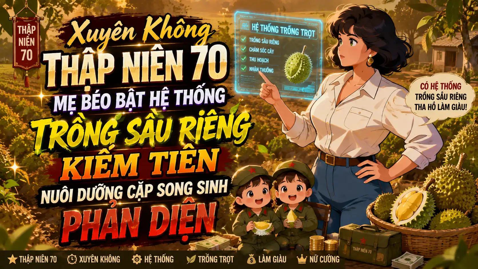 Xuyên Về Thập Niên 70 Mẹ Béo Bật Hệ Thống Trồng Sầu Riêng Kiếm Tiền Nuôi Cặp Song Sinh Phản Diện thumbnail